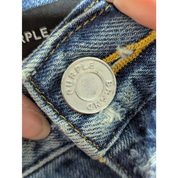 Purple Brand Men's Blue Mid-Wash Style No P003 Rare Find Hand Finished Jeans Siz - Picture 6 of 12